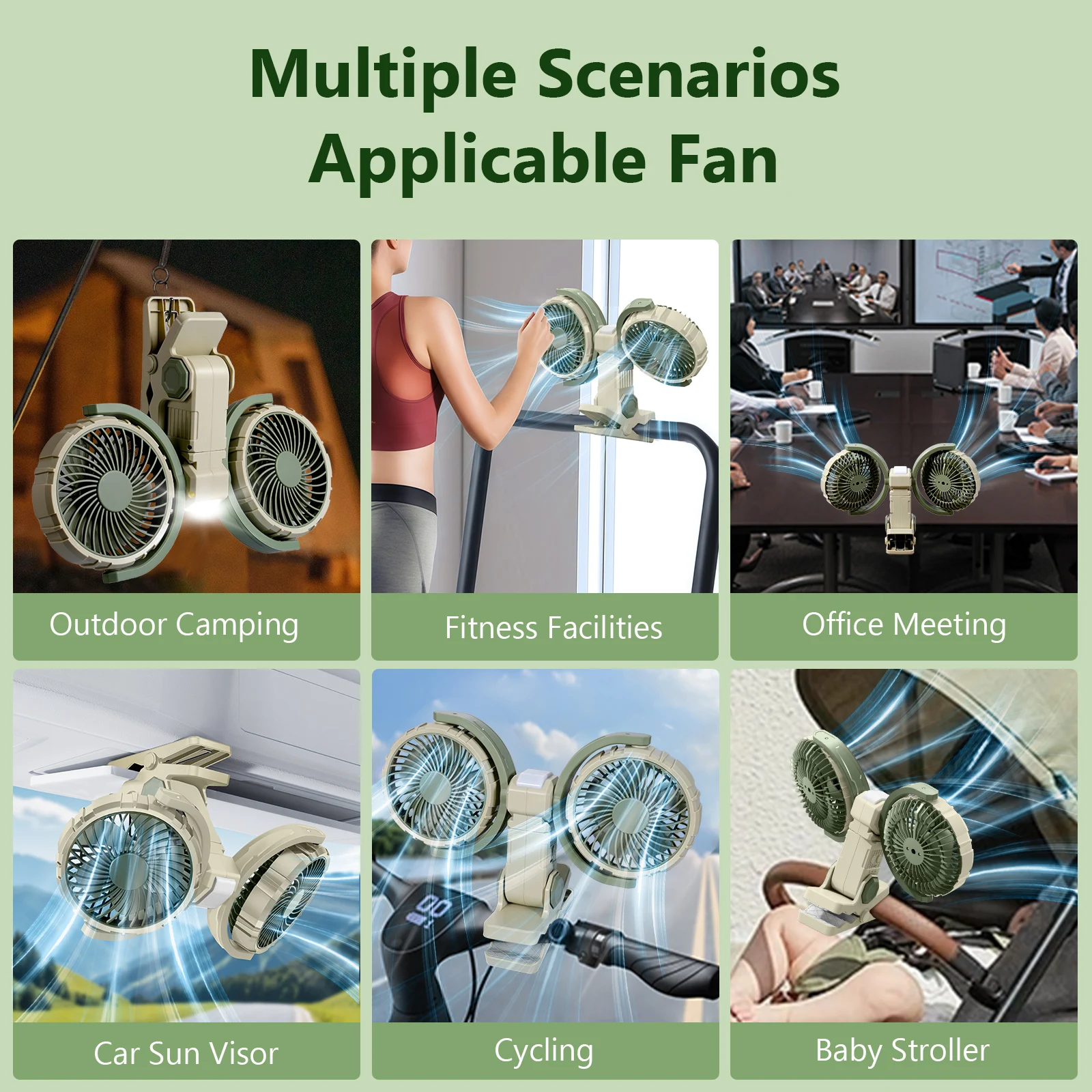 Eary kitchen вентилятор с двойной головкой и аккумулятором 4000 мач - Фотография_6