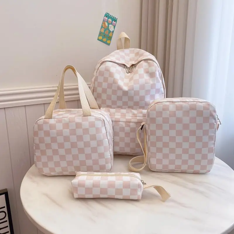 Рюкзак в клетку с пеналом и маленькой - Фотография_4