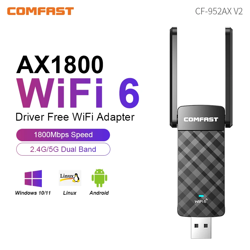 Comfast wifi6 ax usb адаптер 1800 мбит / с 2