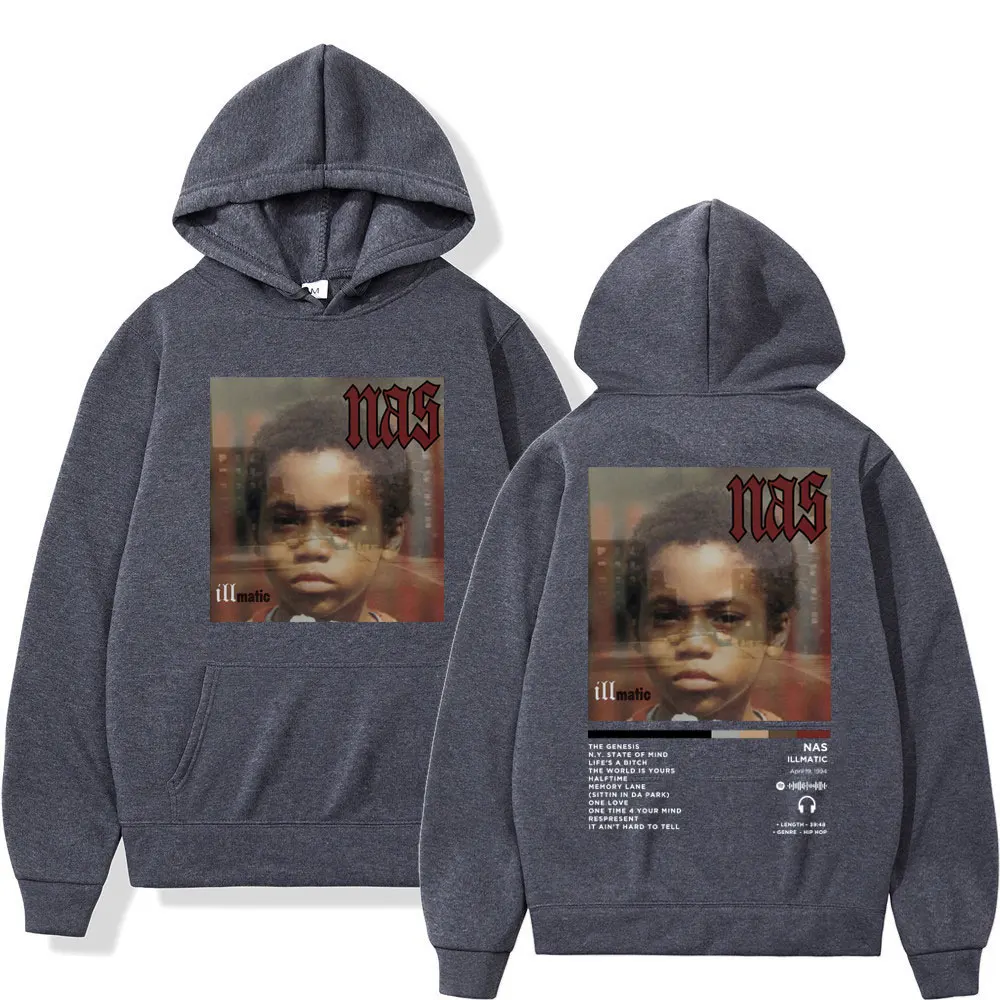 Худи с принтом альбома rapper nas illmatic для мужчин и женщин - Фотография_5