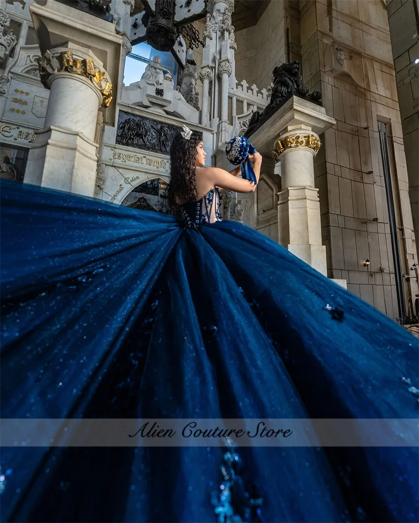 Элегантные темно-синие платья принцессы quinceanera - Фотография_5