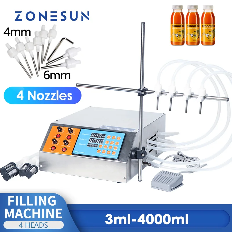 Машина для розлива жидкости zonesun с 4 головками