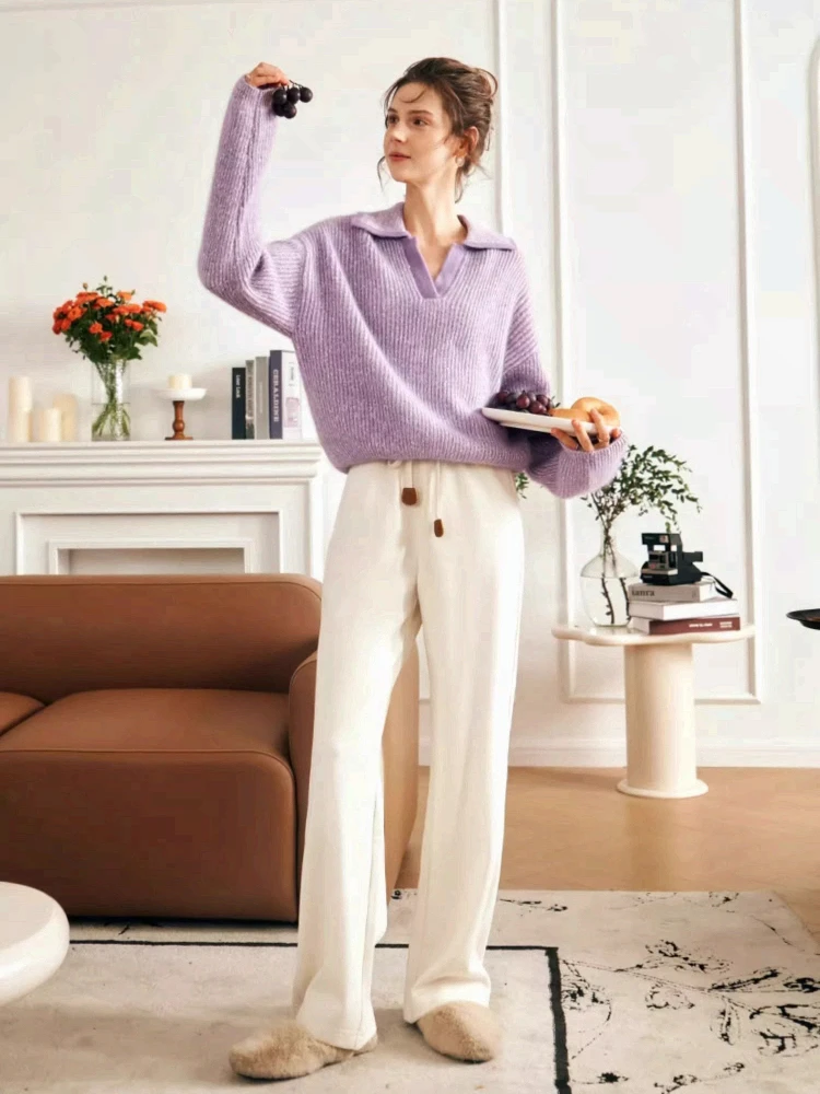 Olrain вязаный свитер с v-образным вырезом - Фотография_5