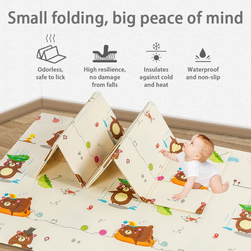 Складной двусторонний детский игровой коврик