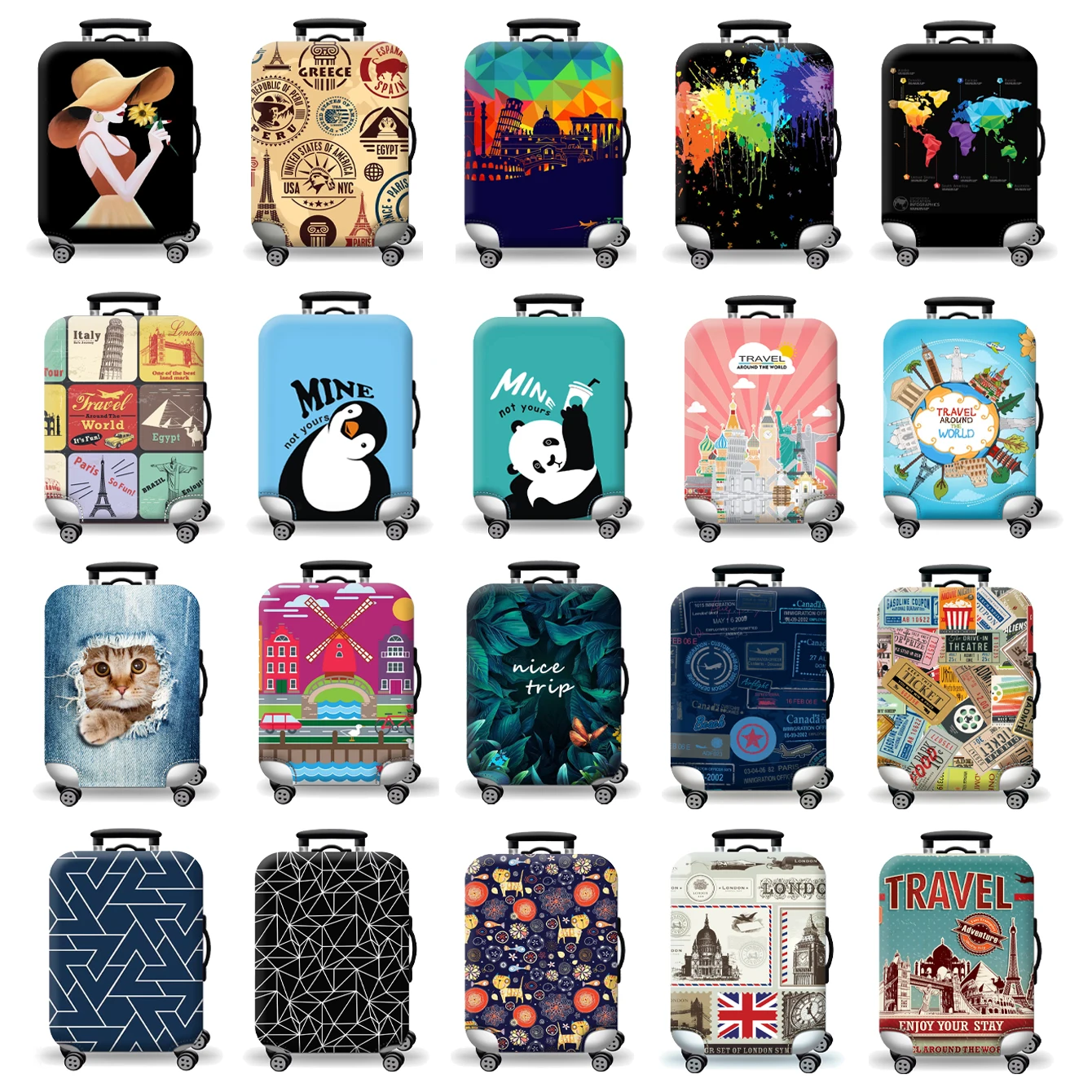 Горячий толстый эластичный защитный чехол для багажа на молнии