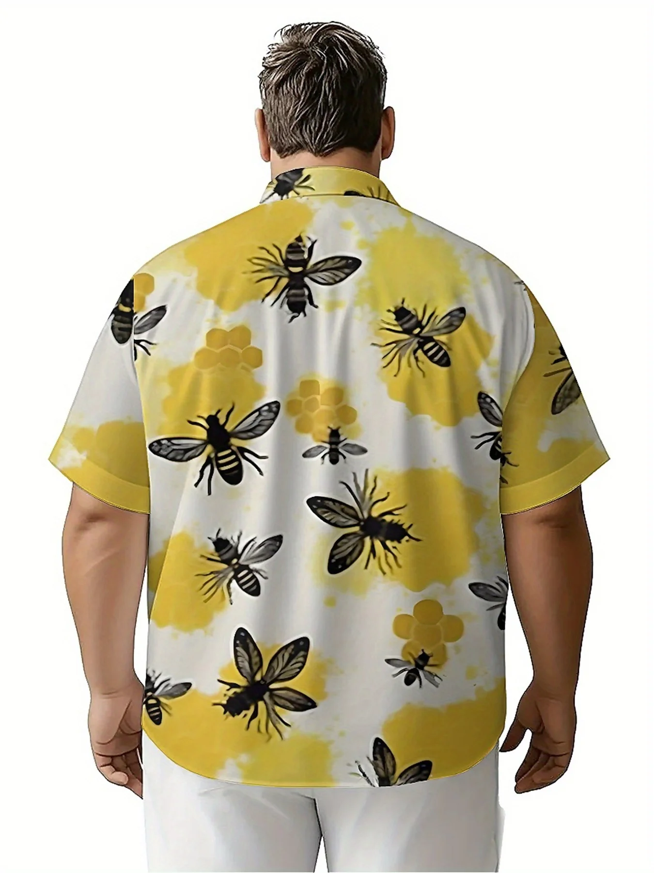 Мужские гавайские рубашки больших размеровbees and hivespattern - Фотография_4