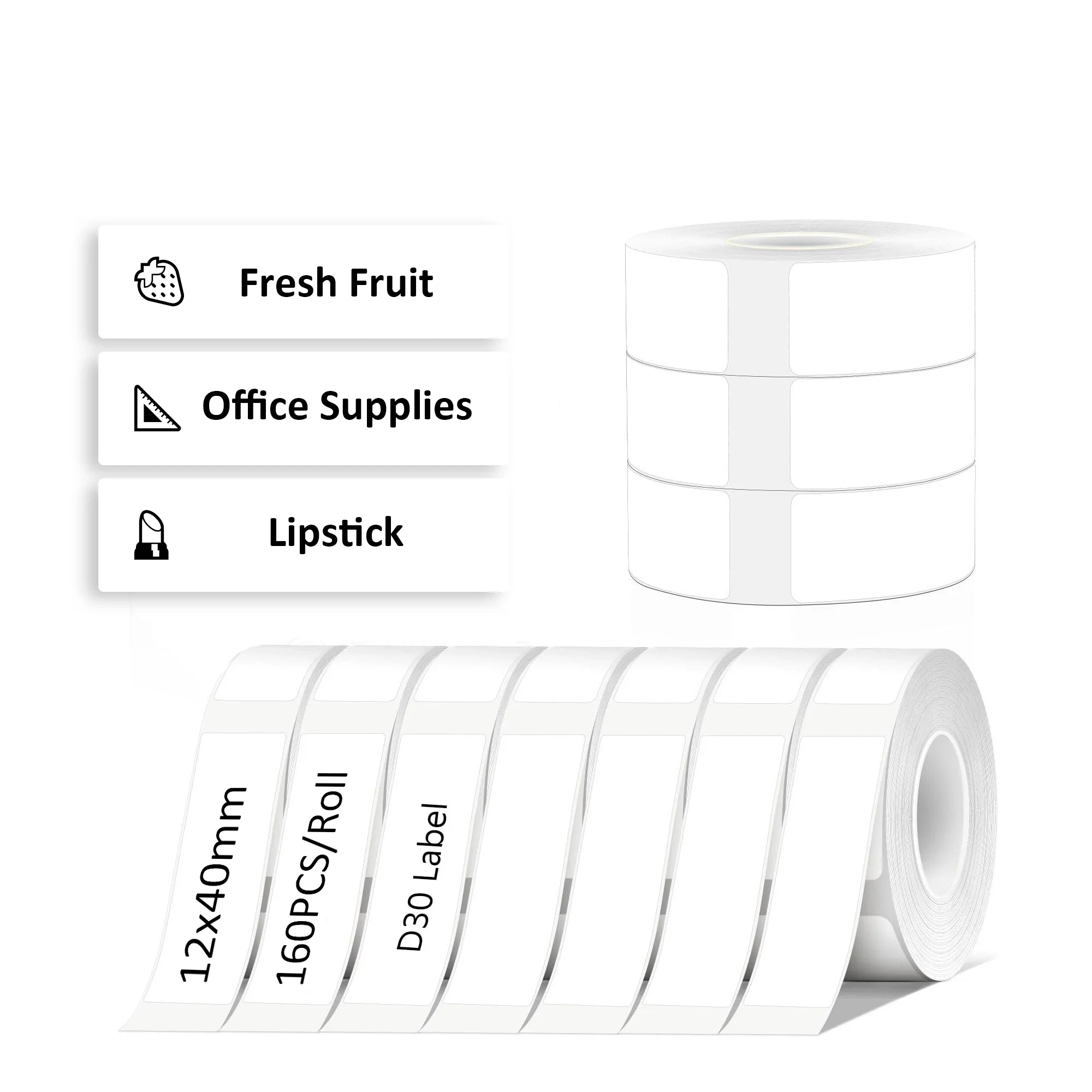 12x40mm white label paper mini