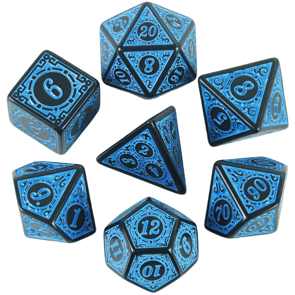 Набор многогранных игральных костей dndgame с текстурой 7 шт - Фотография_5
