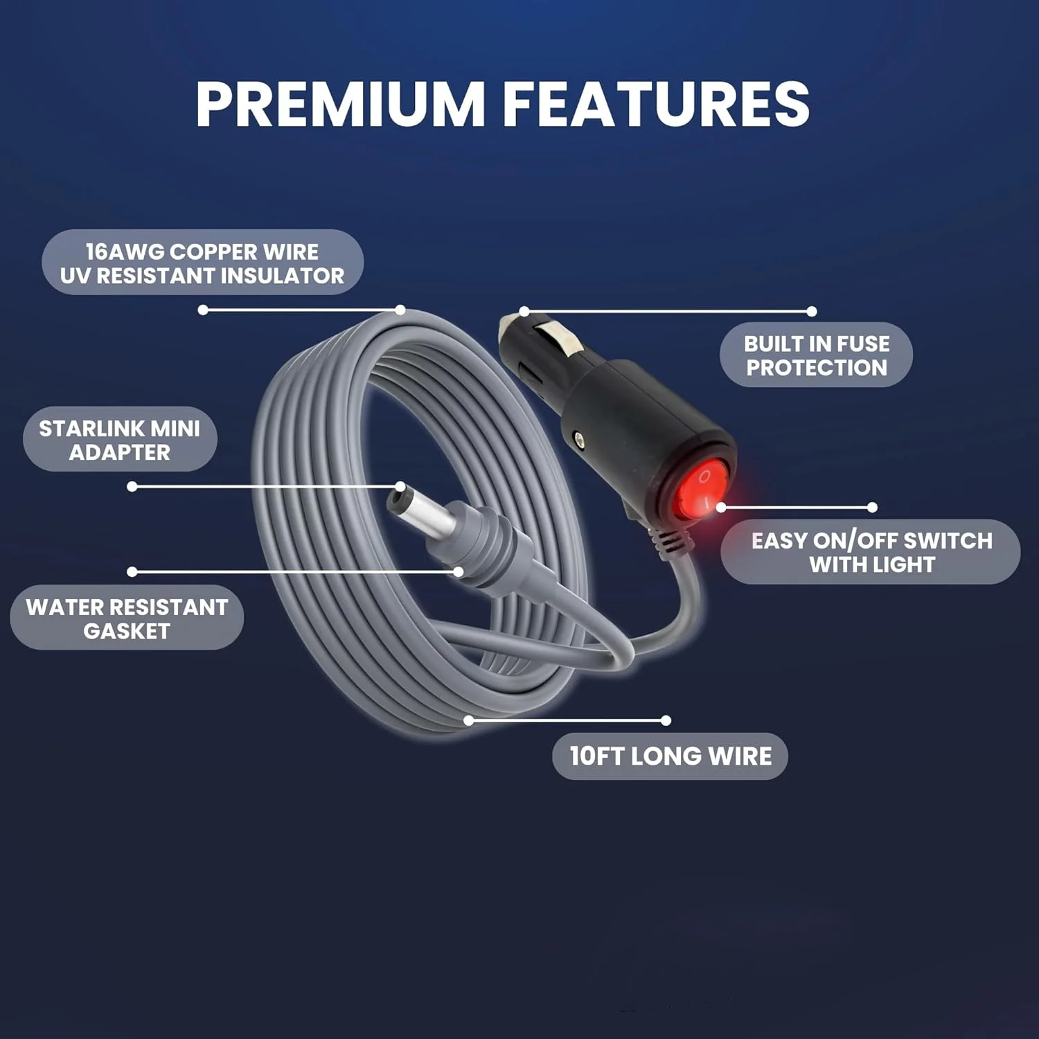 Кабель питания постоянного тока 12-24 в для starlink mini 16awg - Фотография_5
