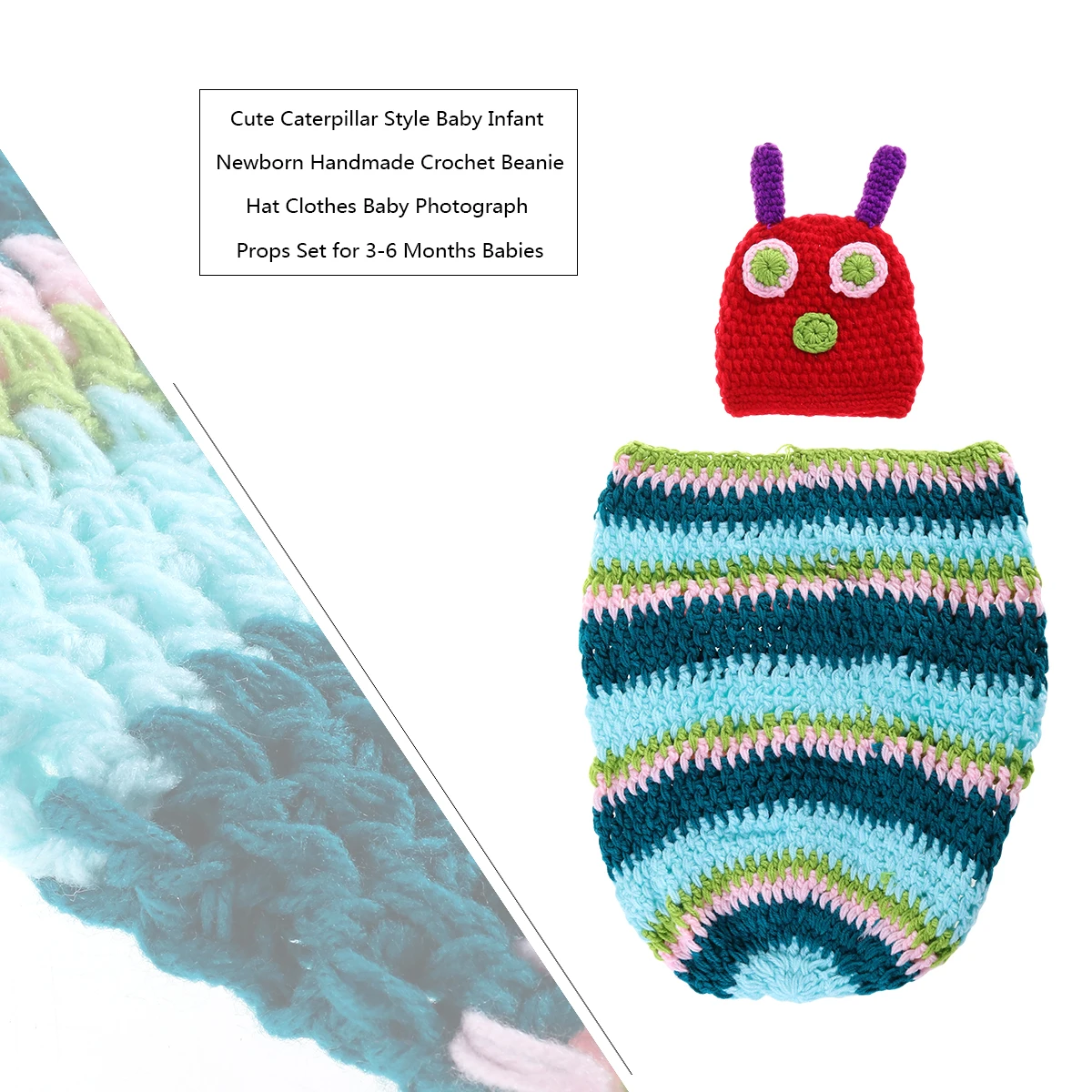 Вязаная крючком детская шапка ручной работы в стиле гусеницы