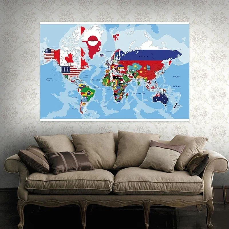 120*80 см карта мира нетканый холст - Фотография_4