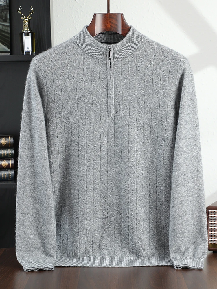 Новая мода, мужской осенне-зимний пуловер на молнии с воротником-стойкой - Фотография_3