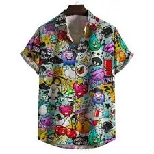 Простая мужская рубашка с 3d принтом лица - Фотография_4