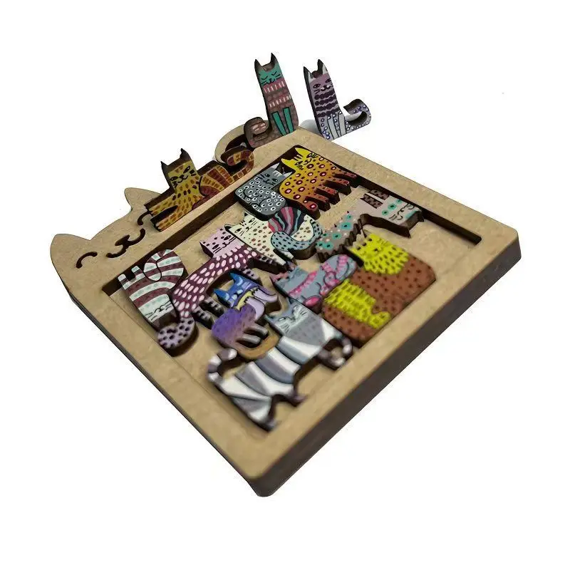 13, нерегулярные деревянные пазлы с кошками - Фотография_5