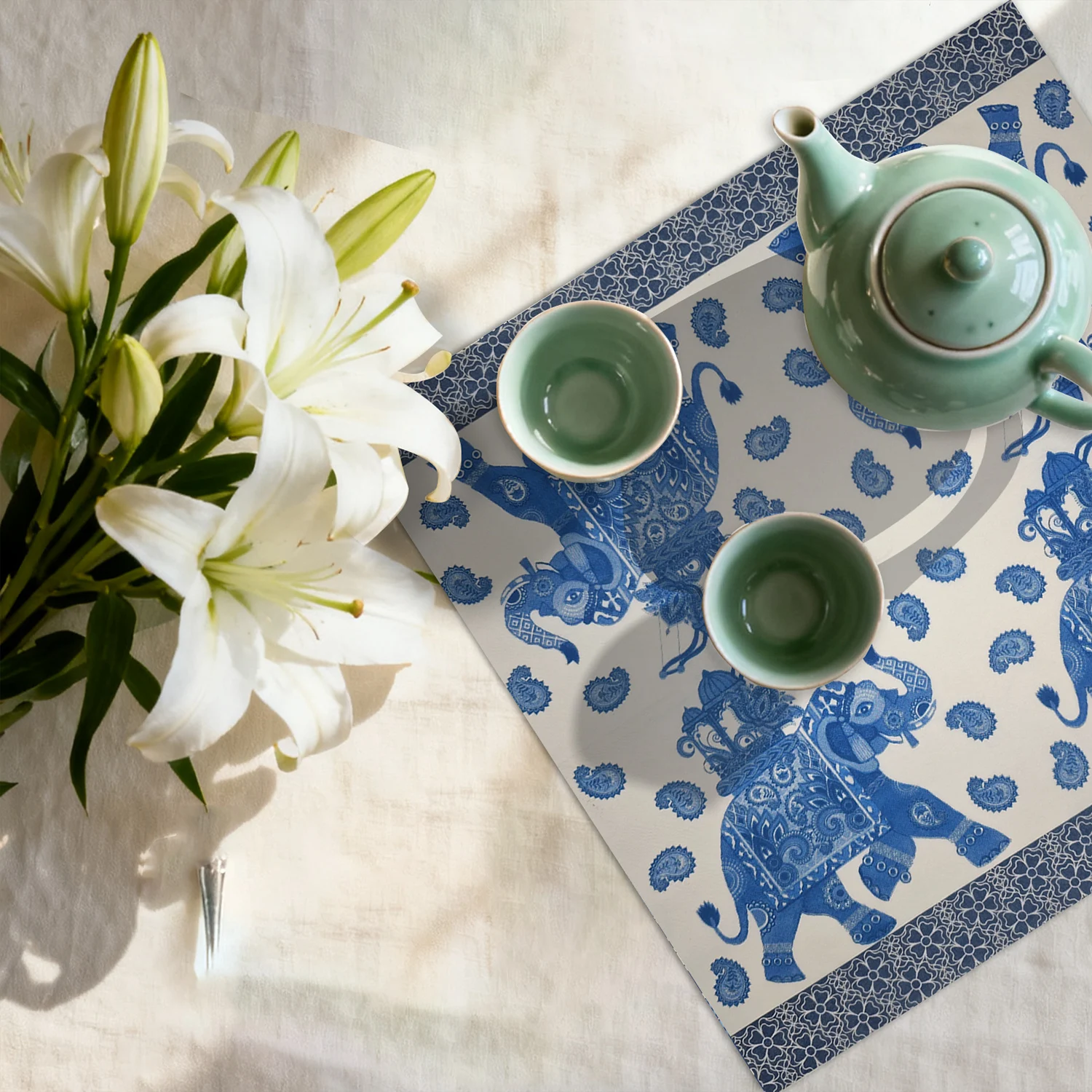 Декоративные бумажные салфетки с тайским королевским слоном и пейсли - Фотография_4