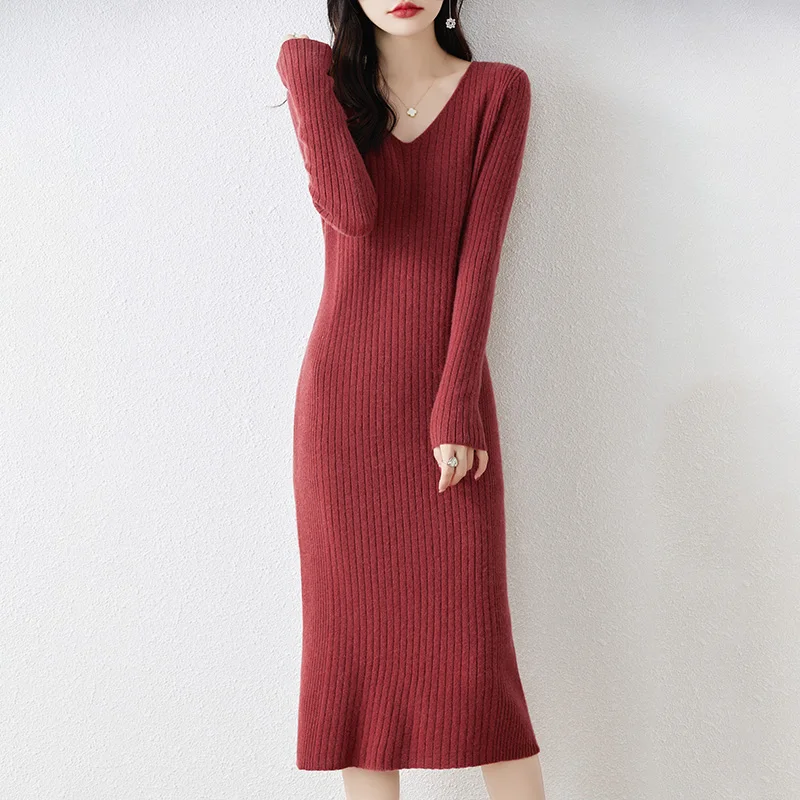 Осень и зима, новый пуловер с v-образным вырезом - Фотография_4