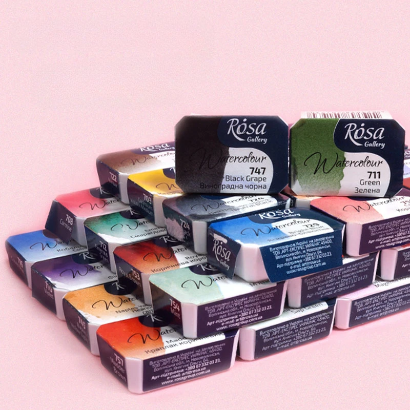 Rosa однотонная акварельная краска художника - Фотография_3