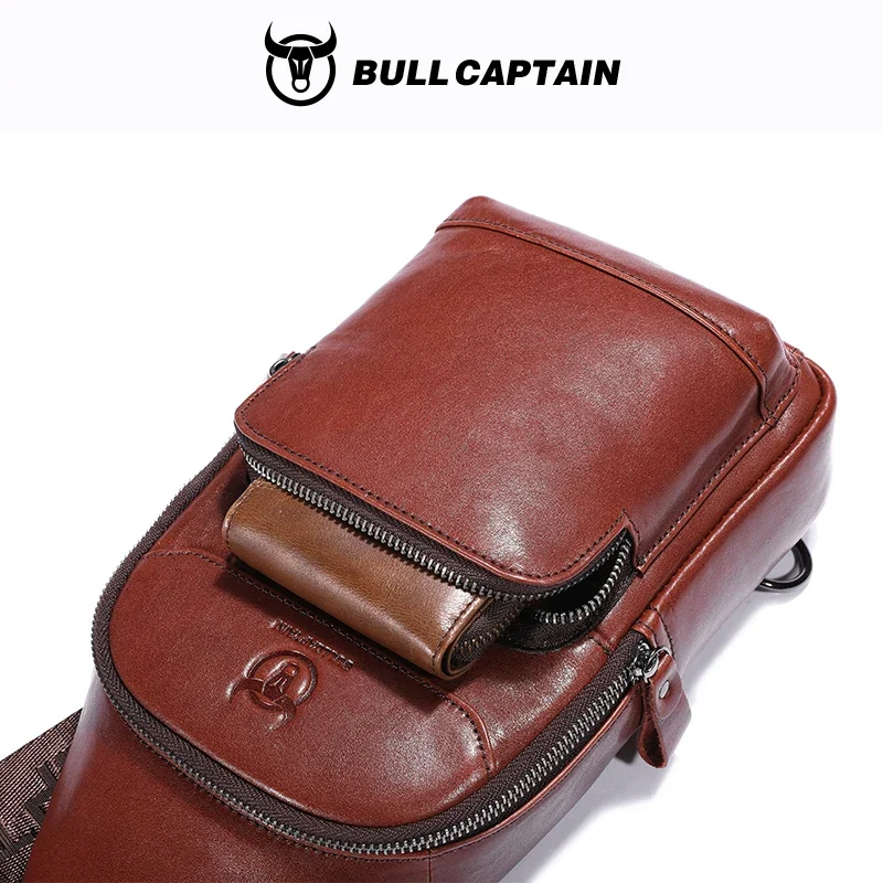 Bullcaptain мужская нагрудная сумка из натуральной кожи - Фотография_6