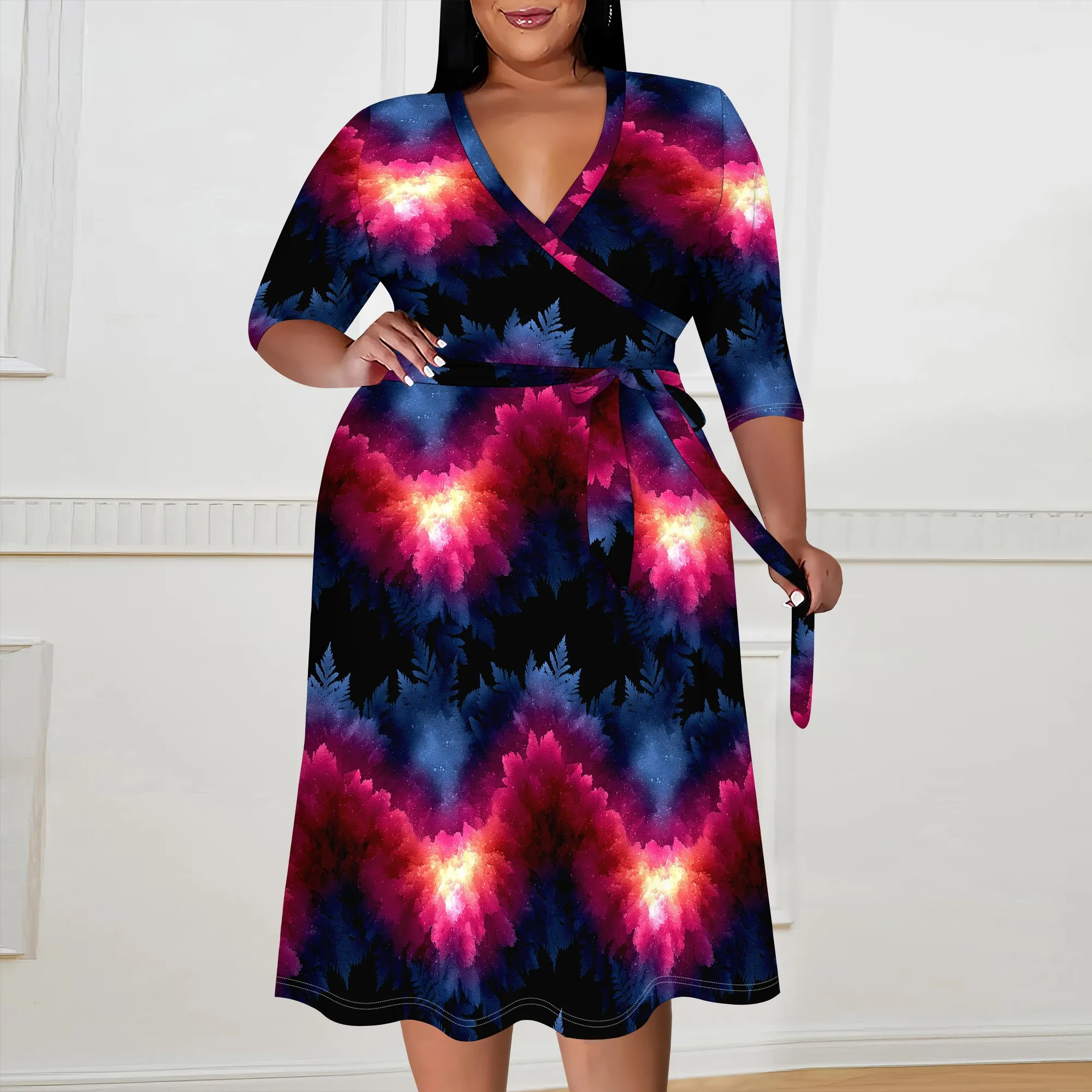 Плюс размер galaxy wrap dress для