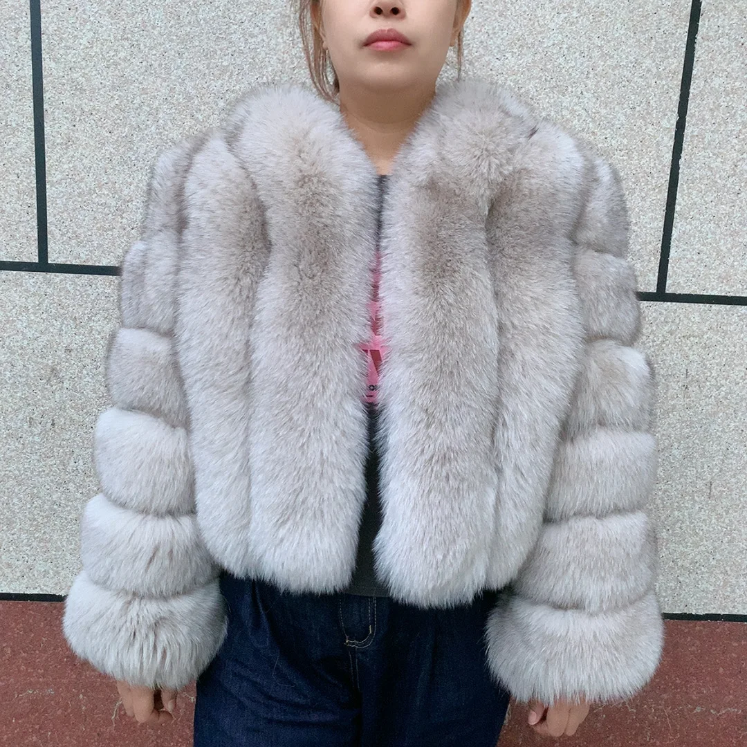 Женская шуба, вертикальная куртка из натуральной лисьей кожи - Фотография_5