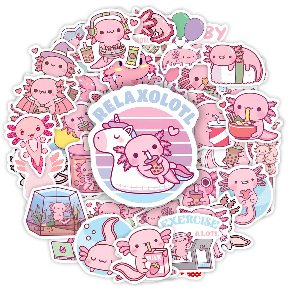 Kawaii мультфильм аксолотль наклейки - Фотография_2