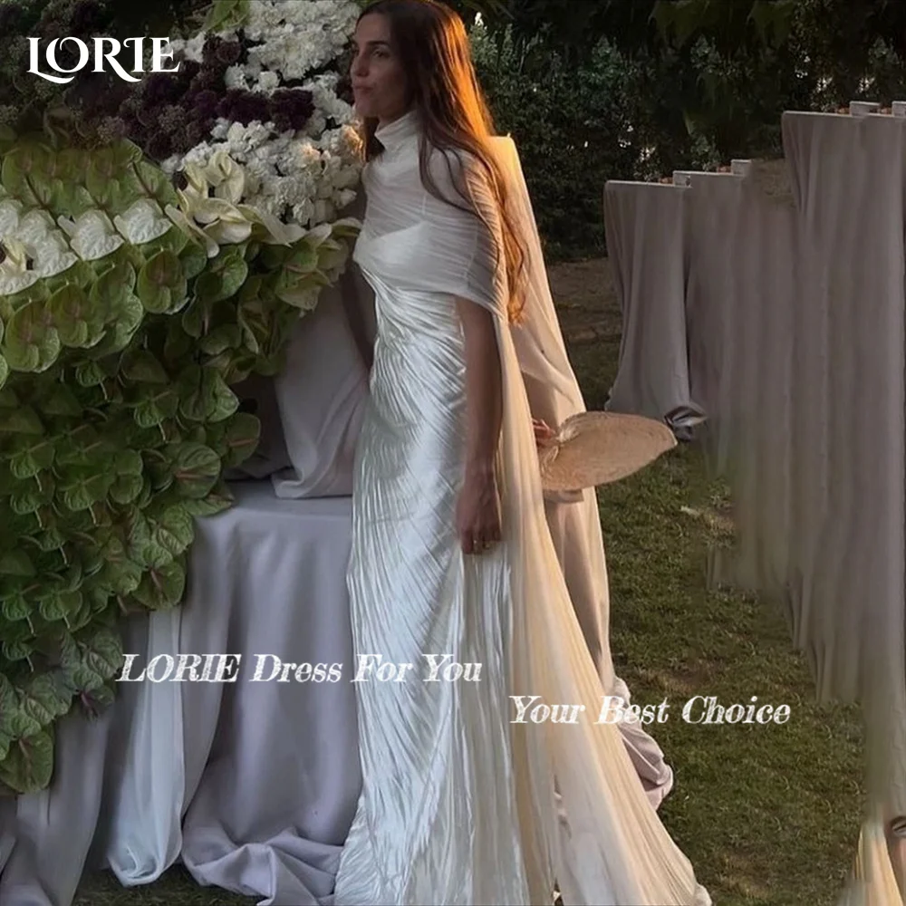 Lorie свадебное платье из крепа с высоким воротником и русалкой - Фотография_2