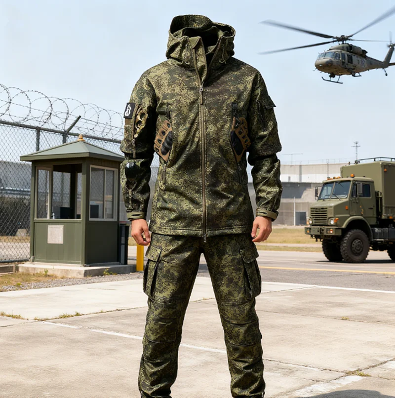 Мужская уличная камуфляжная куртка на флисовой подкладке