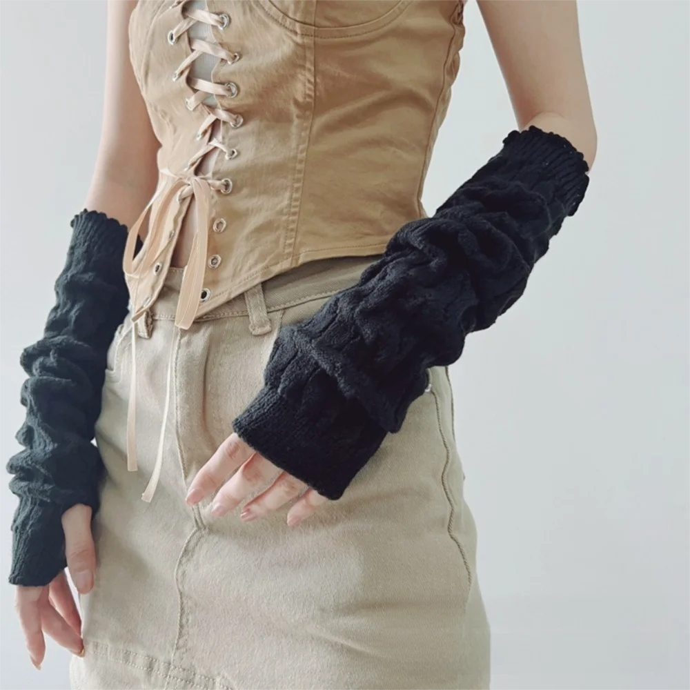 Модные длинные теплые перчатки - Фотография_2