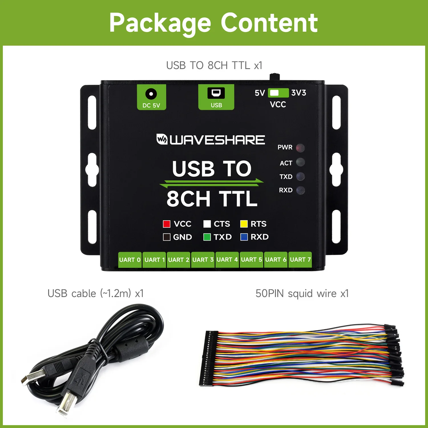 Промышленный преобразователь waveshare usb to 8ch ttl - Фотография_3