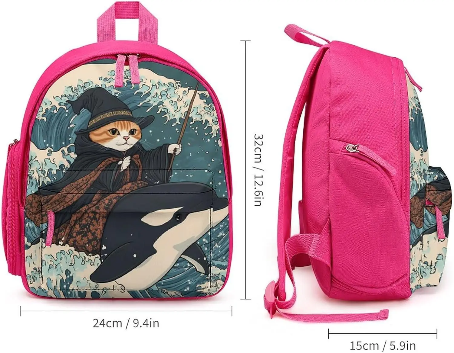 Кошачий кит, японский океанский волнистый дорожный рюкзак для ноутбука - Фотография_2