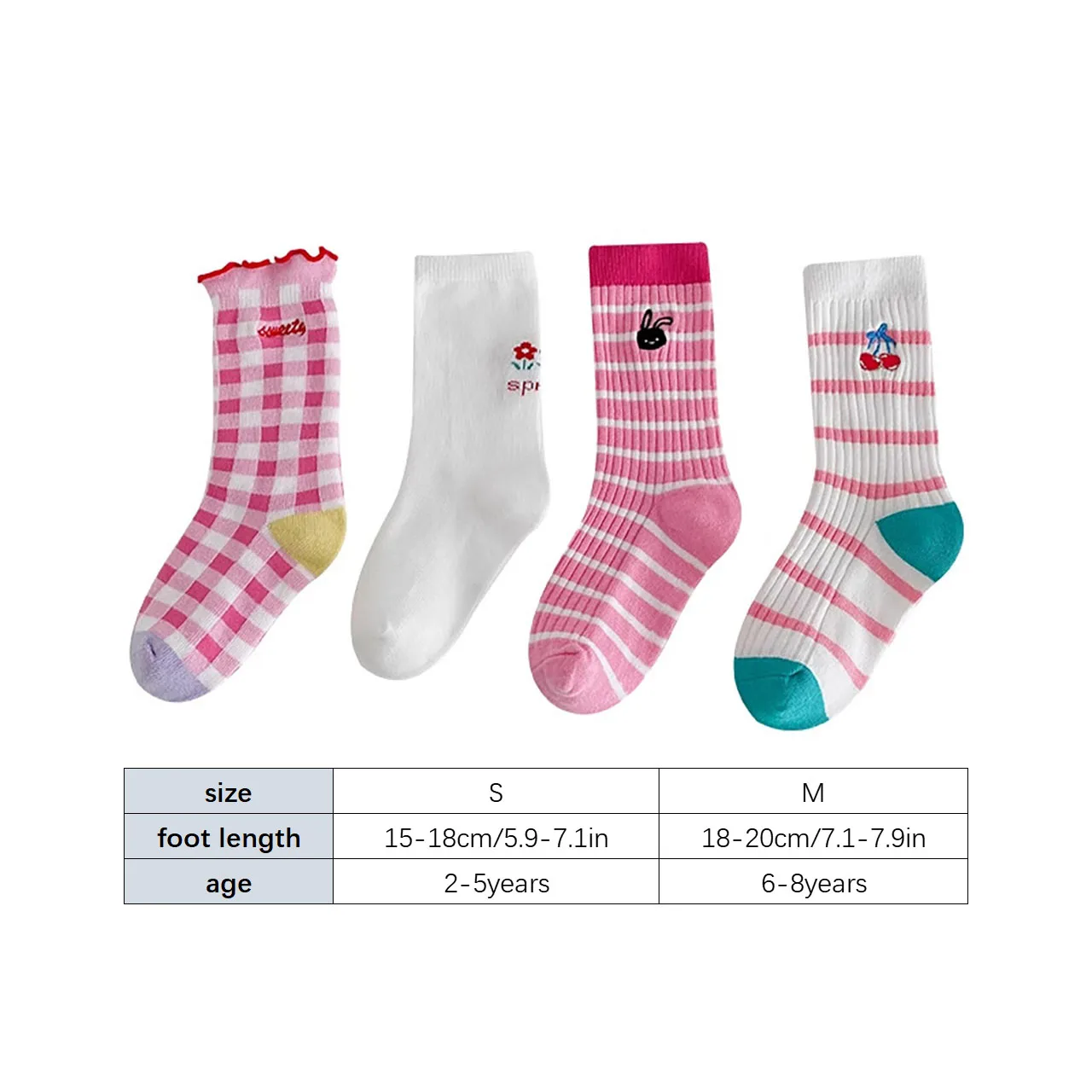 4 пары розовых носков принцессы с героями мультфильмов для девочек - Фотография_6