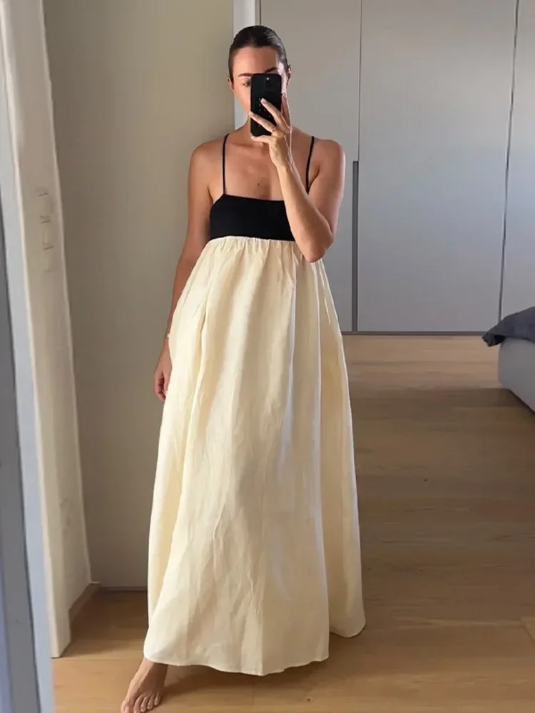 Женское длинное платье на бретельках