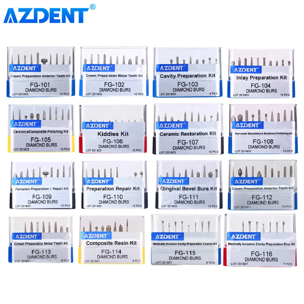 Azdent dental diamond bur fg сверла для высокоскоростных наконечников