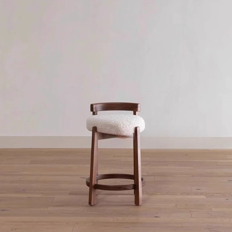 Скандинавский винтажный барный стул - стильный стул для макияжа со спинкой - Фотография_2