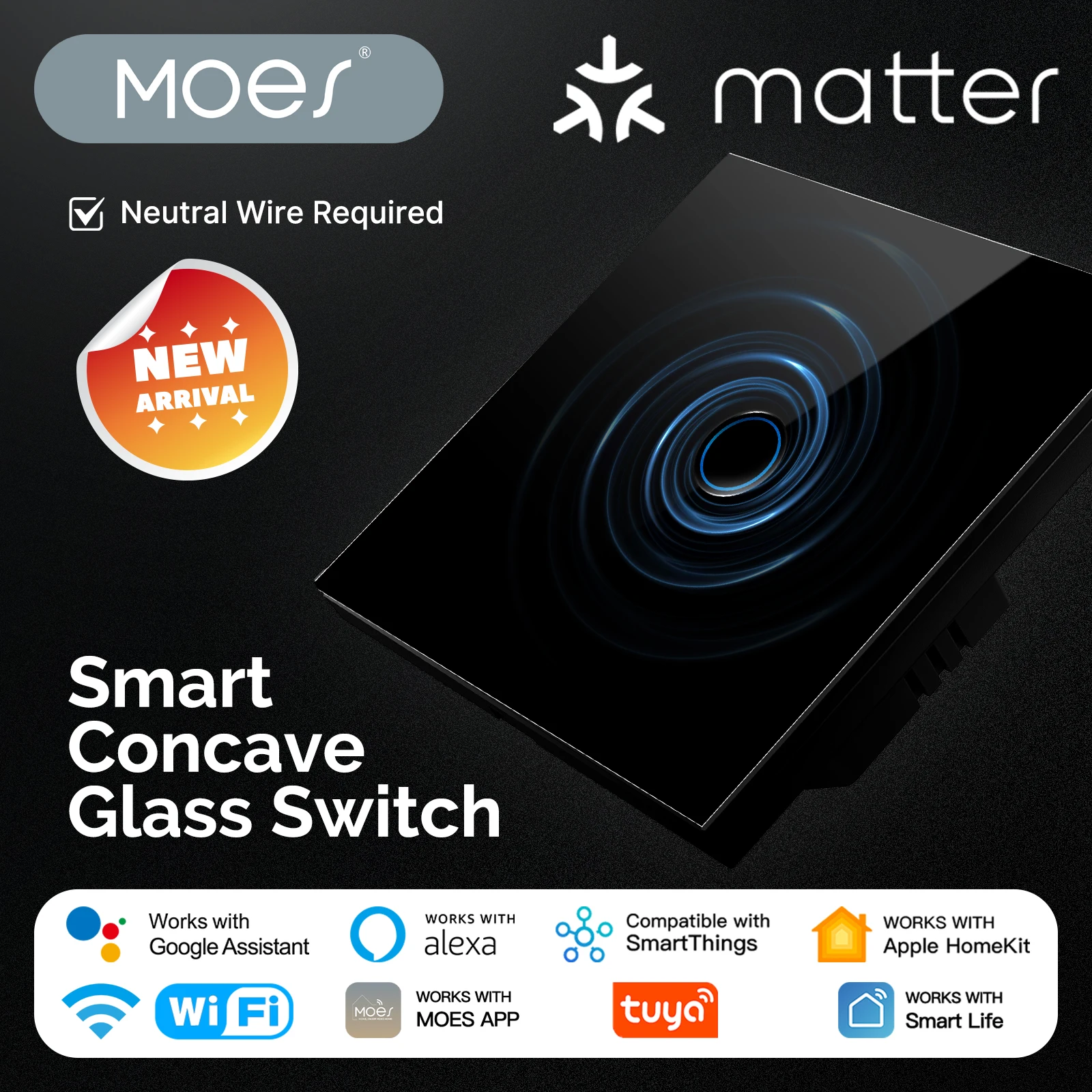 Moes tuya matter wifi smart вогнутая