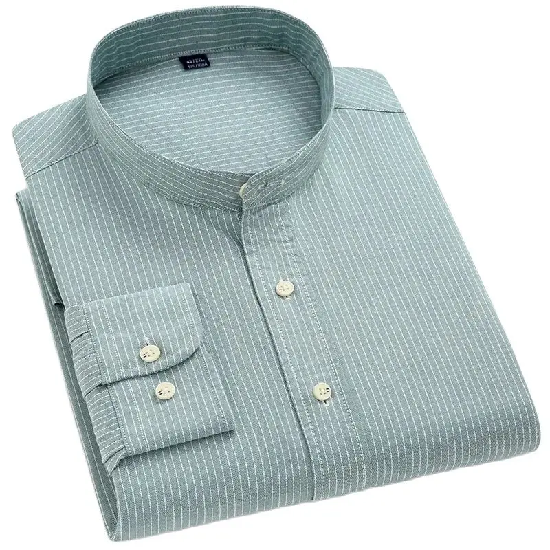 Полосатая рубашка-стойка