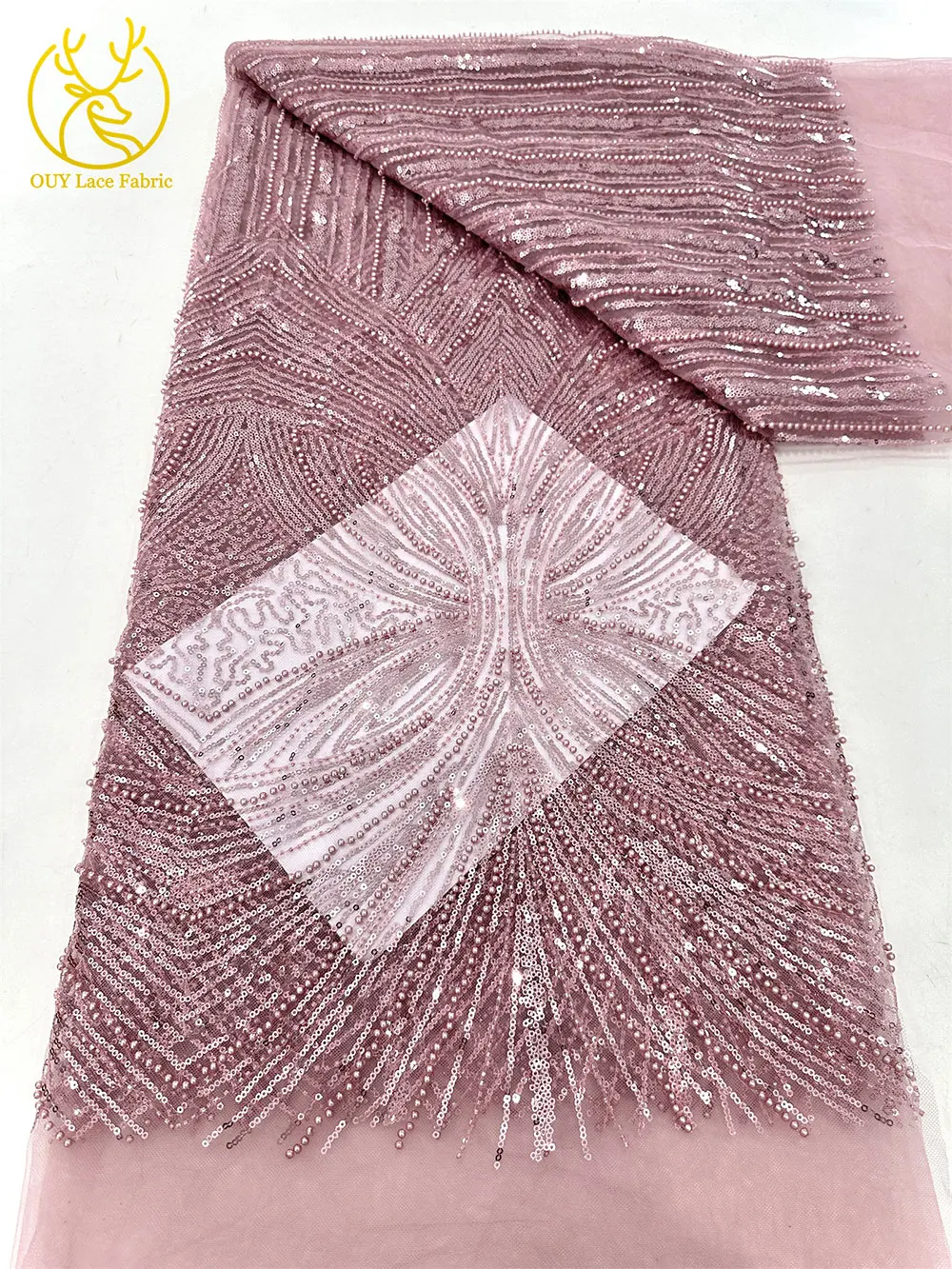 Темно-синяя африканская кружевная - Фотография_6