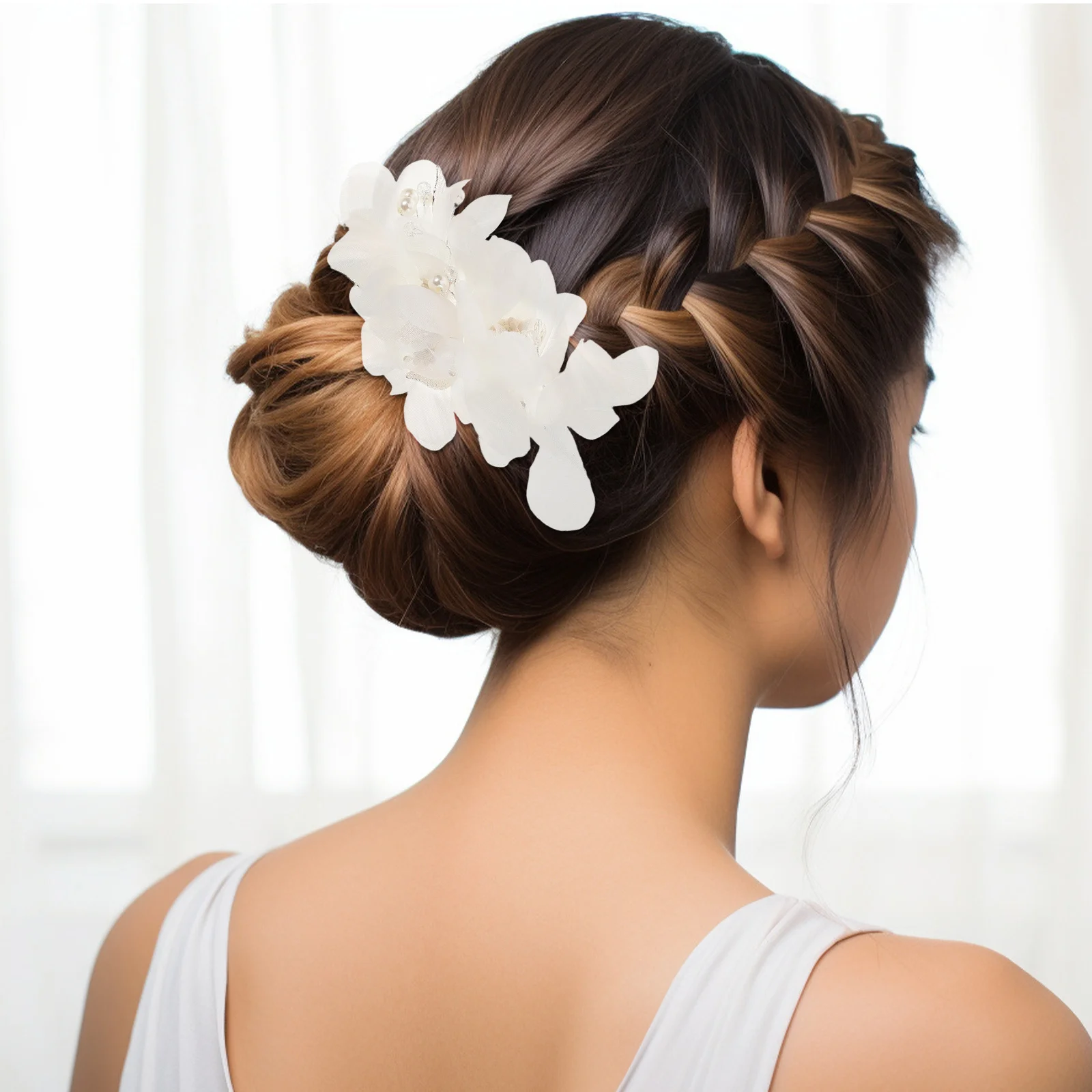 Свадебная заколка для волос из тюля ручной работы с цветком - Фотография_5