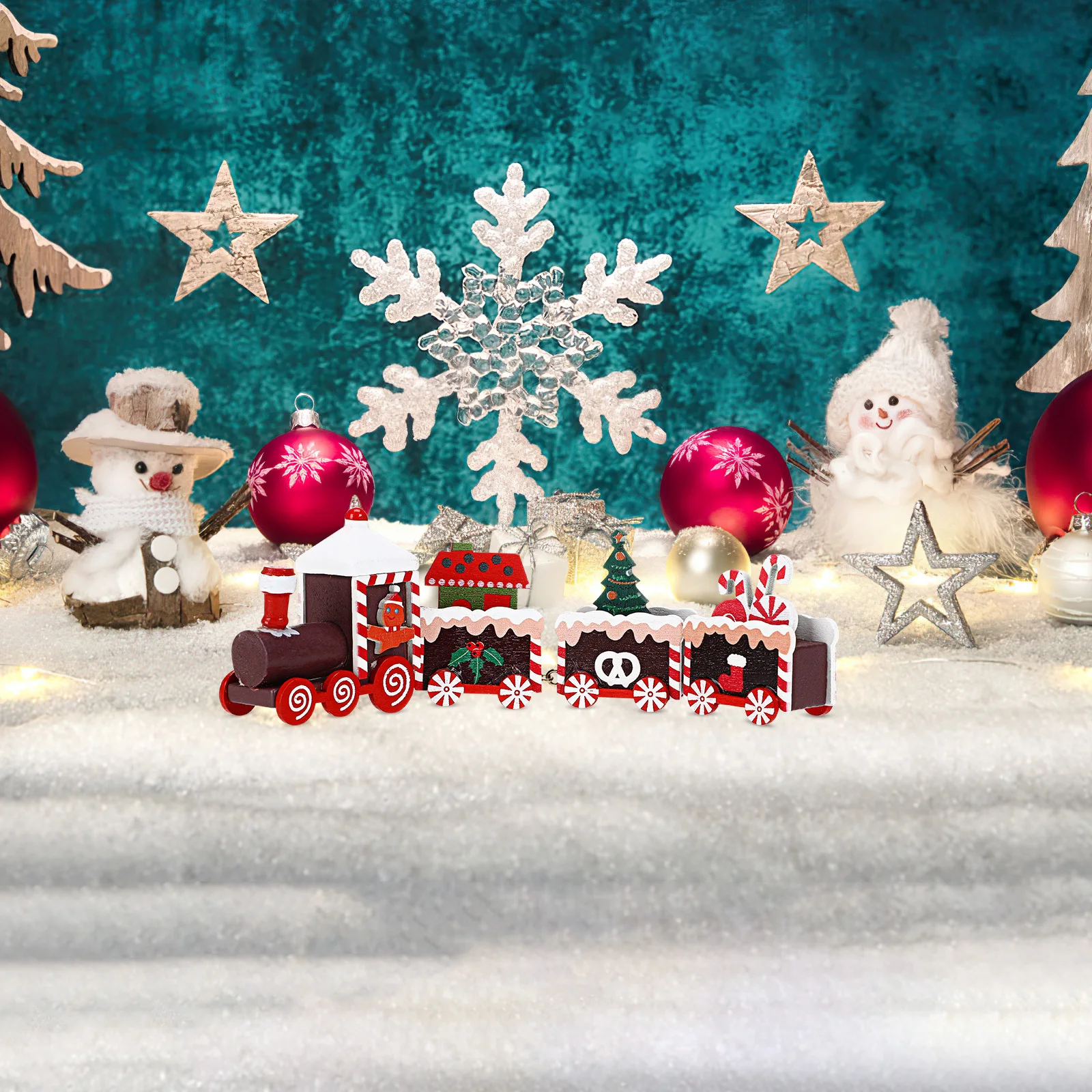 Деревянный diy поезд орнамент рождественский - Фотография_2