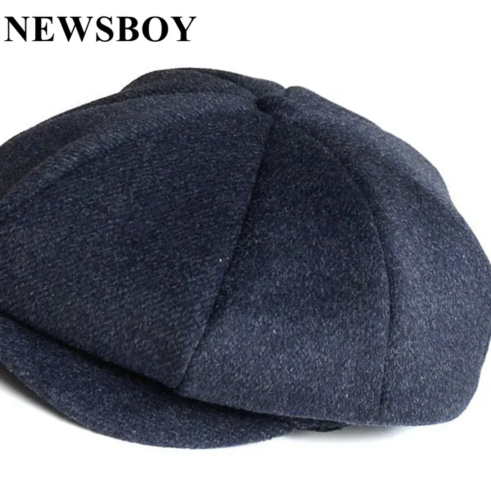 Кепка newsboy, мужская осенне-зимняя шерстяная кепка газетчика - Фотография_2