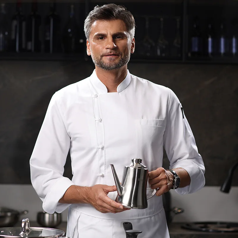 Мужское пальто шеф-повара на пуговицах с длинным рукавом - Фотография_4