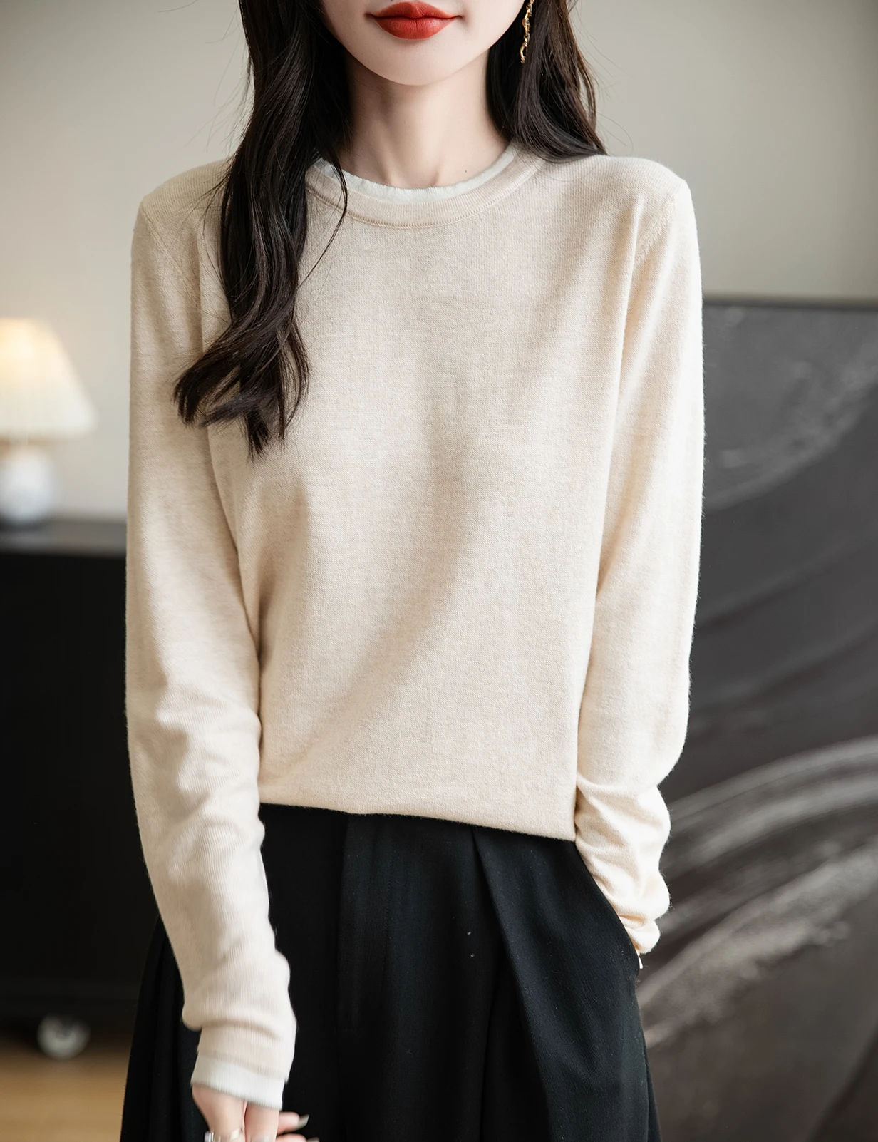 Топ женский с круглым вырезом тонкая - Фотография_4