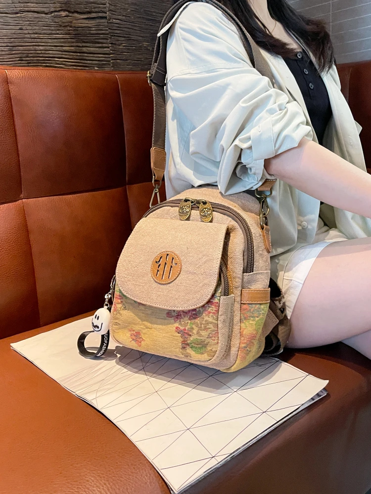 Хлопковый трехцелевой мини-рюкзак для женщин - Фотография_3