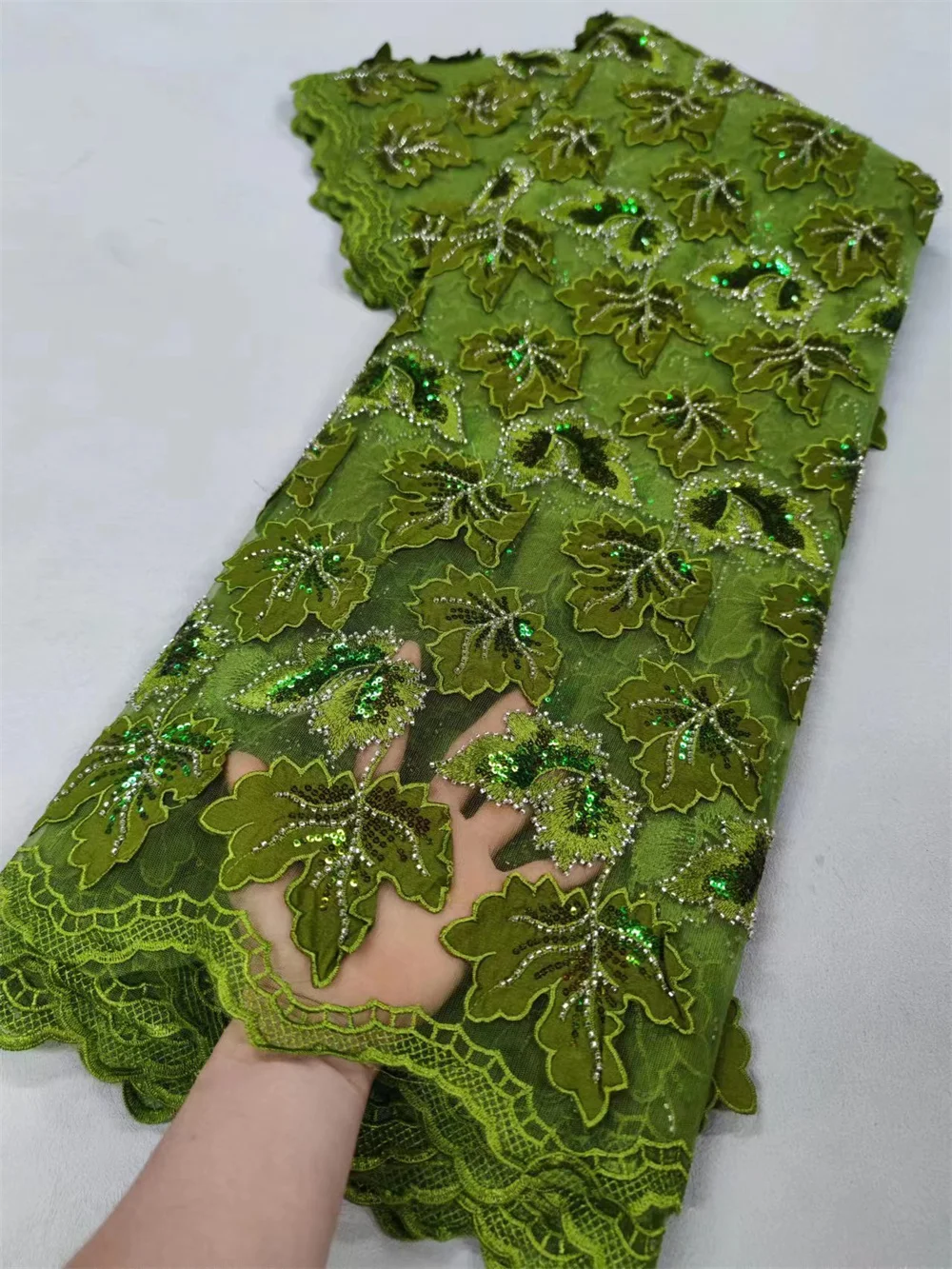 Белая нигерийская кружевная ткань 2024 - Фотография_2