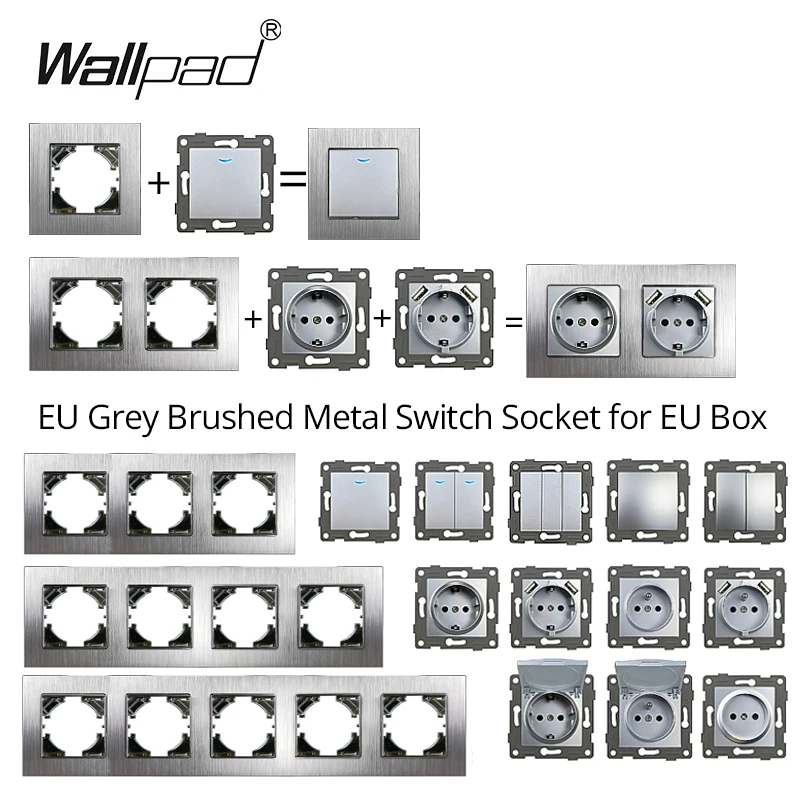 2-полосный переключатель wallpad eu 1 с темным светом