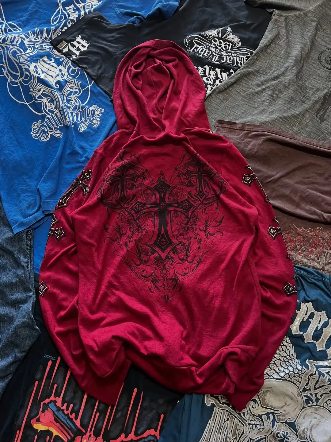 Affliction red masonry design толстовка - Фотография_2