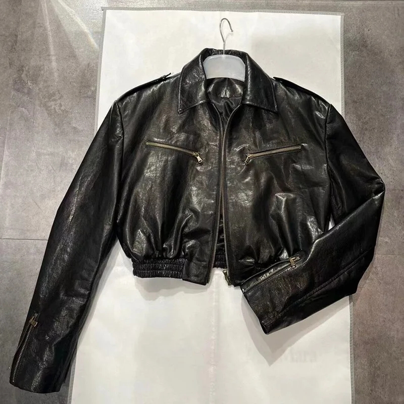 Женские короткие куртки из натуральной воловьей кожи - Фотография_2