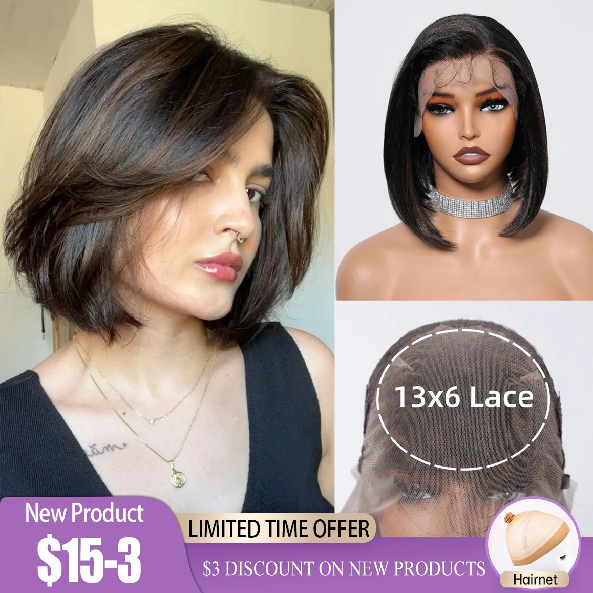 Henry margu черный боб парики фронта