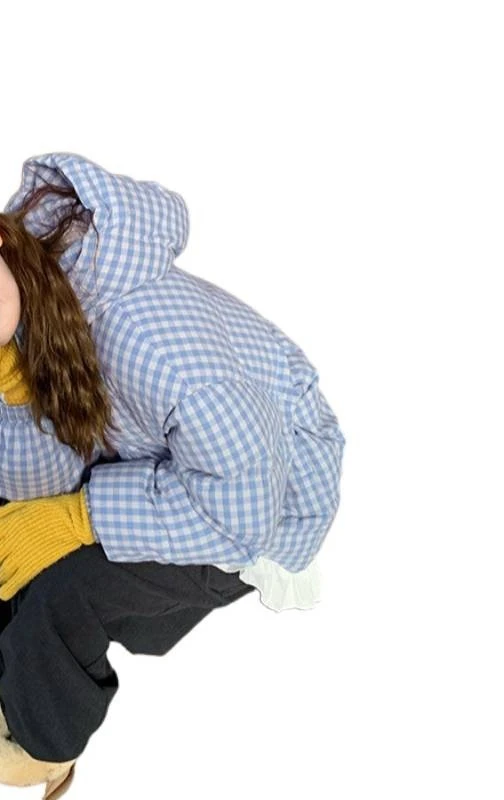 Новая синяя клетчатая куртка с капюшоном - Фотография_5