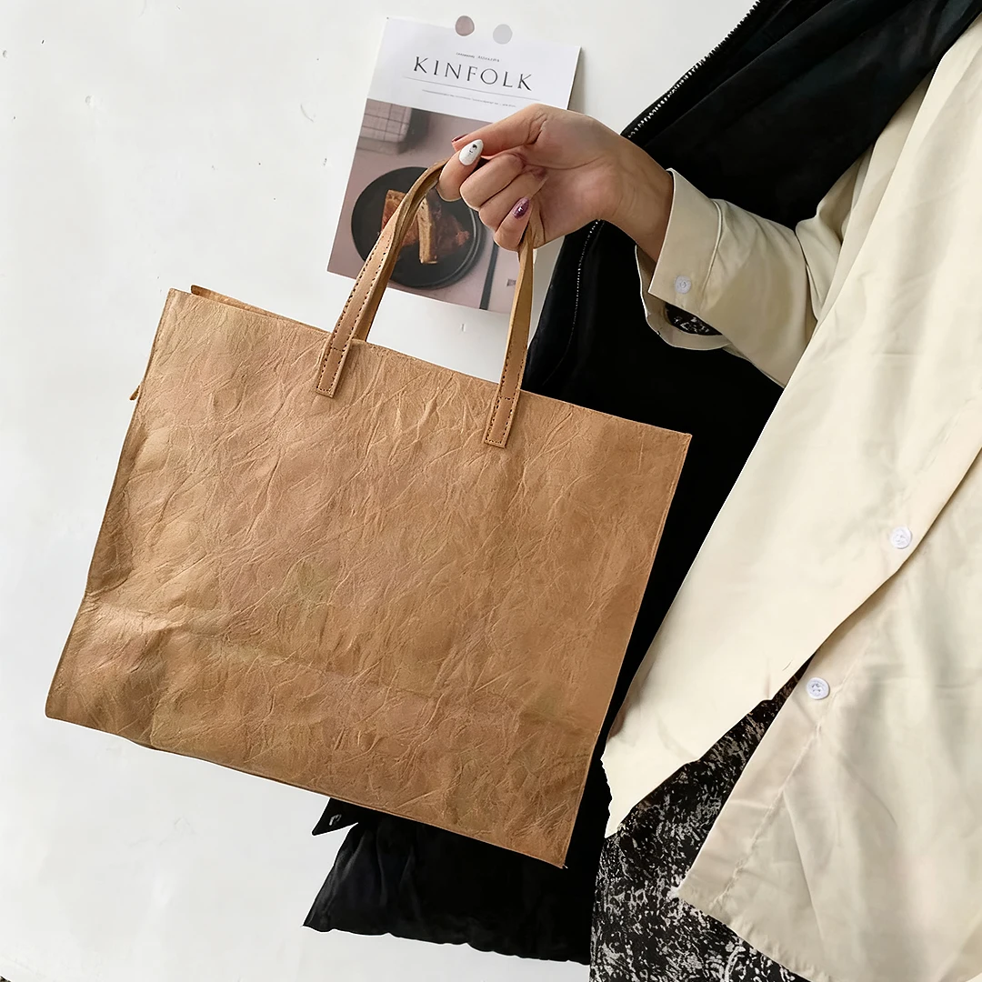 Женские винтажные сумки на плечо из крафт-бумаги - Фотография_2